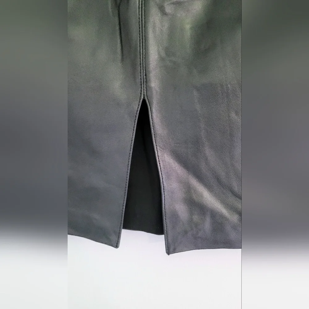 White House Black Market Elegant Black Faux Leather Pencil Skirt Women's Size 6 - Picture 5 of 8